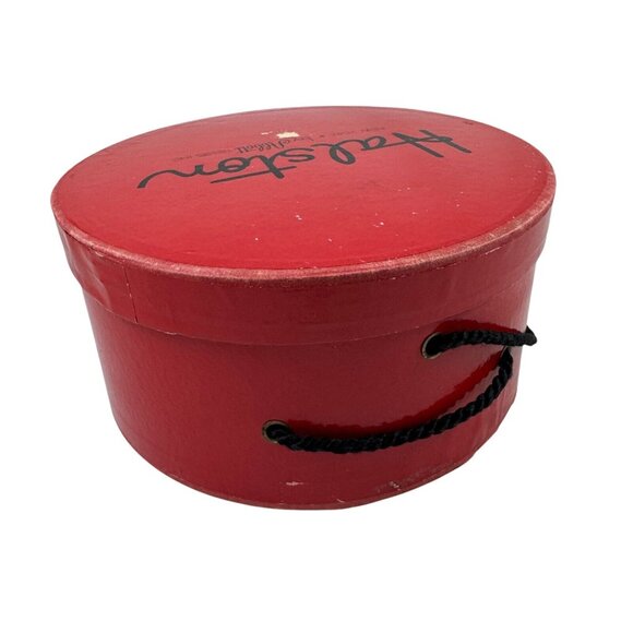 Halston Wig or Hat Box Red Cardboard New York Abbott Tresses Vintage 1960s - Picture 3 of 7
